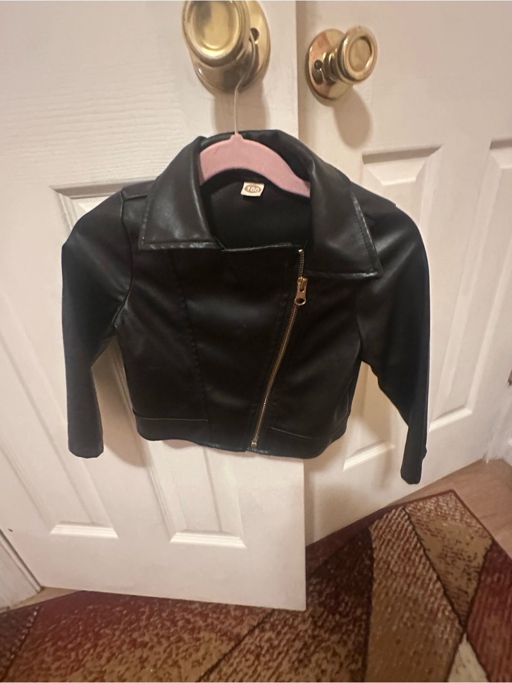 Kids Black Faux Leather Moto Jacket - Unbranded